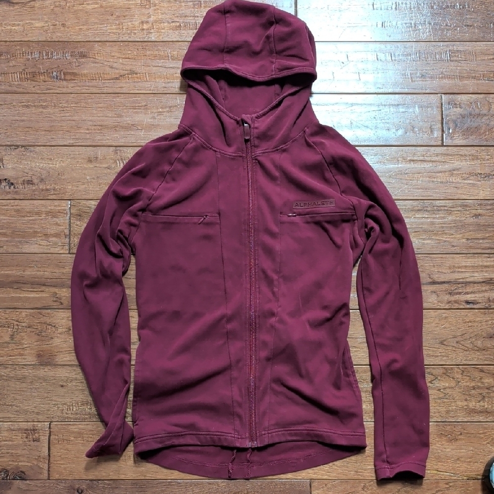 Alphalete Identity Full Zip Burgundy Hooded Jacket